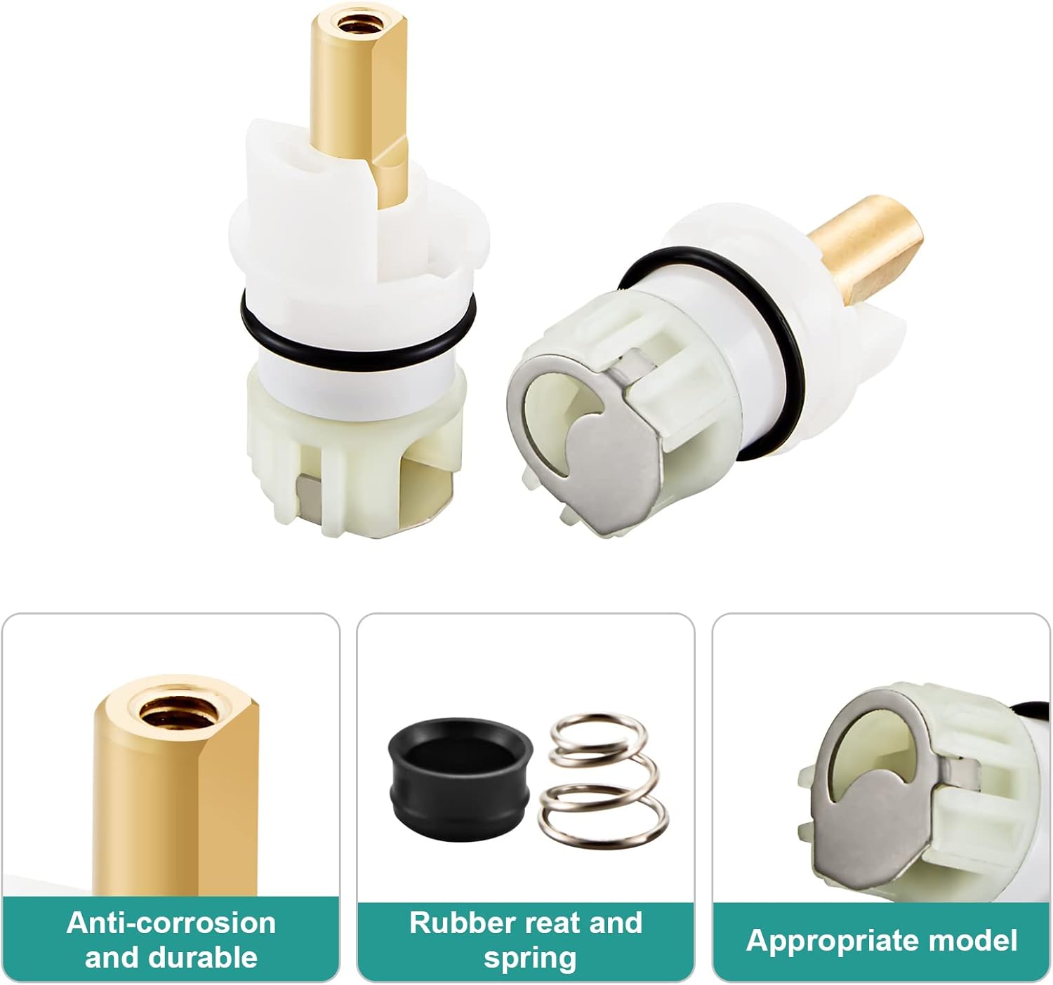RP25513 faucet stem assembly Replacement Kit for two handle faucet repair kit Includes 1/4 Turn stop RP4993 Seats and Springs 4 Pack