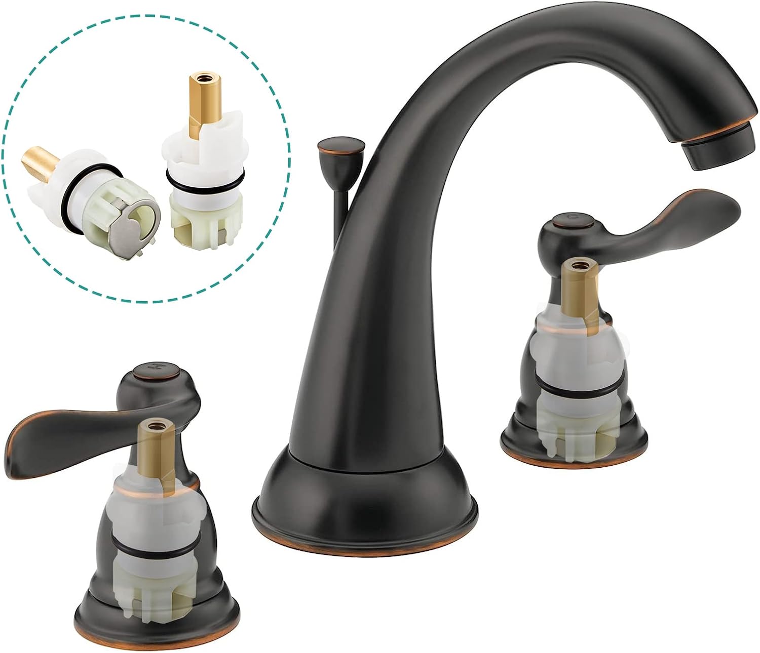 RP25513 faucet stem assembly Replacement Kit for two handle faucet repair kit Includes 1/4 Turn stop RP4993 Seats and Springs 4 Pack