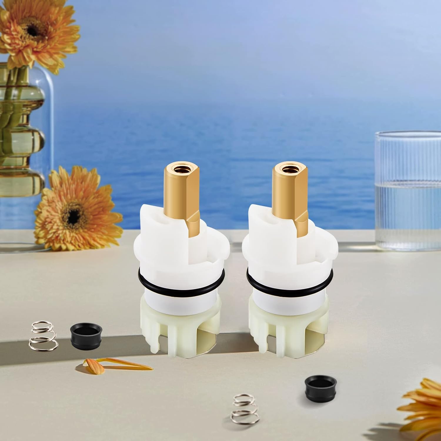 RP25513 faucet stem assembly Replacement Kit for two handle faucet repair kit with Cartridge RP4993 Seats Springs, 2 Pack